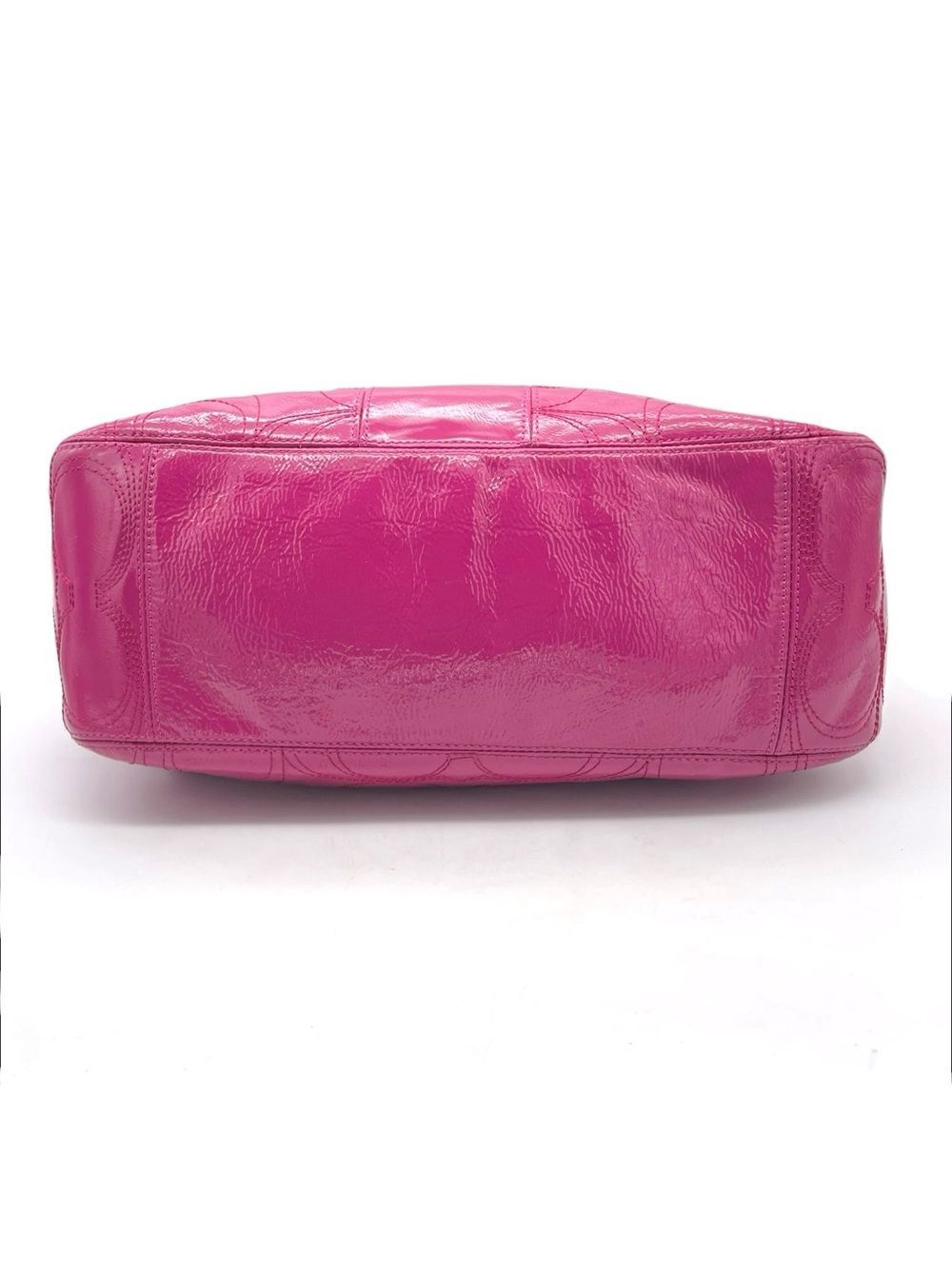 Coach F19282 1941 C Stitch Patent Leather Hobo Shoulder Bag Magenta Pink Purse - Picture 5 of 15